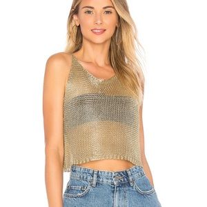 NWOT Revolve Superdown Savannah Metallic Knit Cami XS Gold